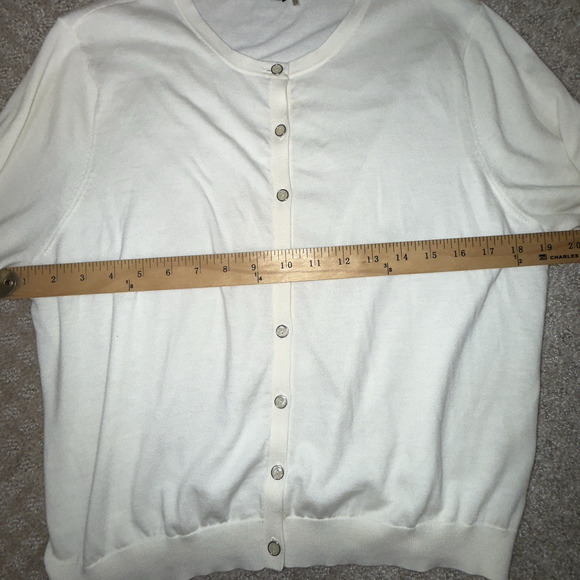 Magaschoni Cotton Cardigan Sweater - Small Buttons | XL | Cream | Preppy - Picture 7 of 8